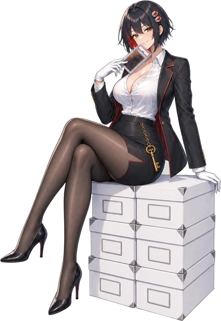 Kura sitting on a stack of card boxes